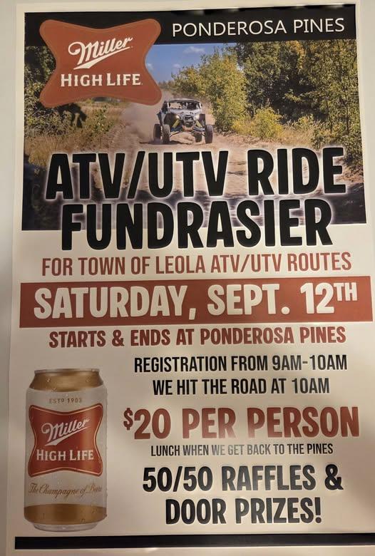 Monroe Prairie ATV/UTV Club Ride Fundraiser header image
