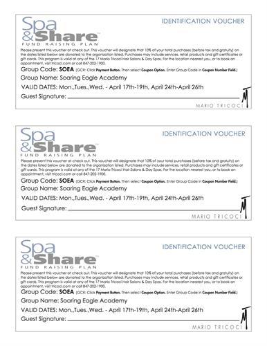 Spa & Share at Mario Tricoci and support Soaring Eagle Academy header image