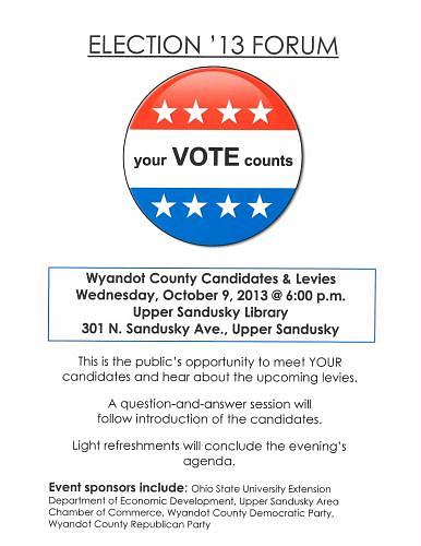 Election '13 Forum Wyandot County Candidates & Levies header image