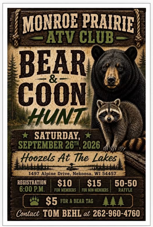 Monroe Prairie ATV Club Bear & Coon Hunt header image